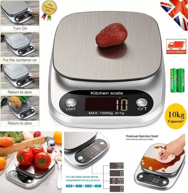 10kg stainless steel digital lcd electronic KITCHEN cooking food weighing scales