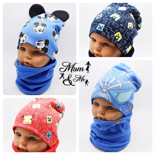 Boys Kids Toddler Hat And Tube Scarf Set Cotton Autumn Spring 3