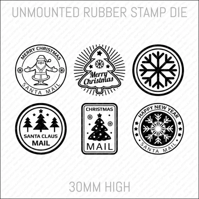 6 x Santa Mail Mark Unmounted Rubber Stamp Die - Card Making - Scrapbooking