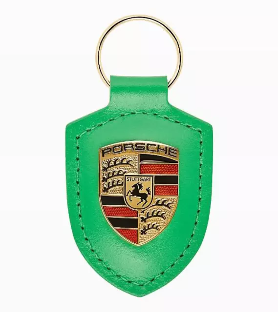 Original Porsche Schlüsselanhänger Wappen Emblem Logo Leder #Pythongrün