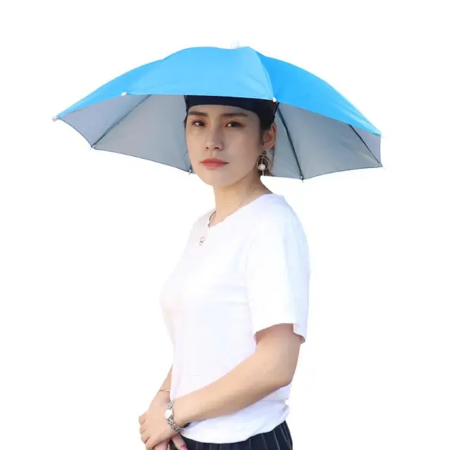 EY# 5Pcs Outdoor Cap Portable Anti-Rain Anti-Sun Head Umbrella Hat (Light Blue)