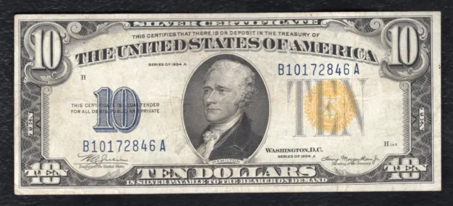 Fr. 2309 1934-A $10 Ten Dollars “North Africa” Silver Certificate Very Fine+