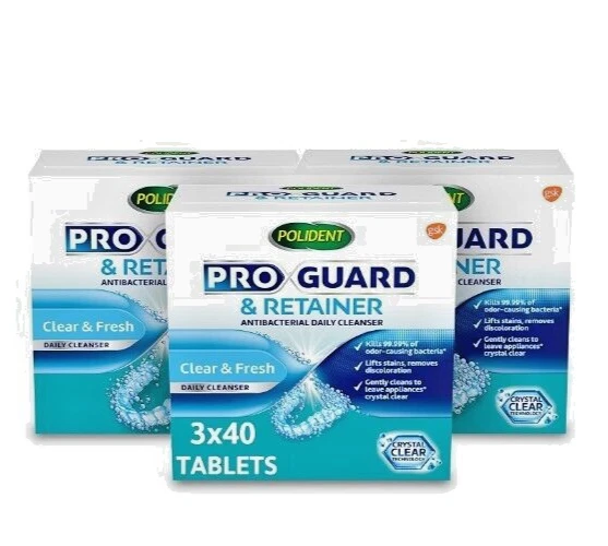 Protector bucal y retenedor Polident Proguard and Retenedor tabletas limpiadoras, 3 cajas