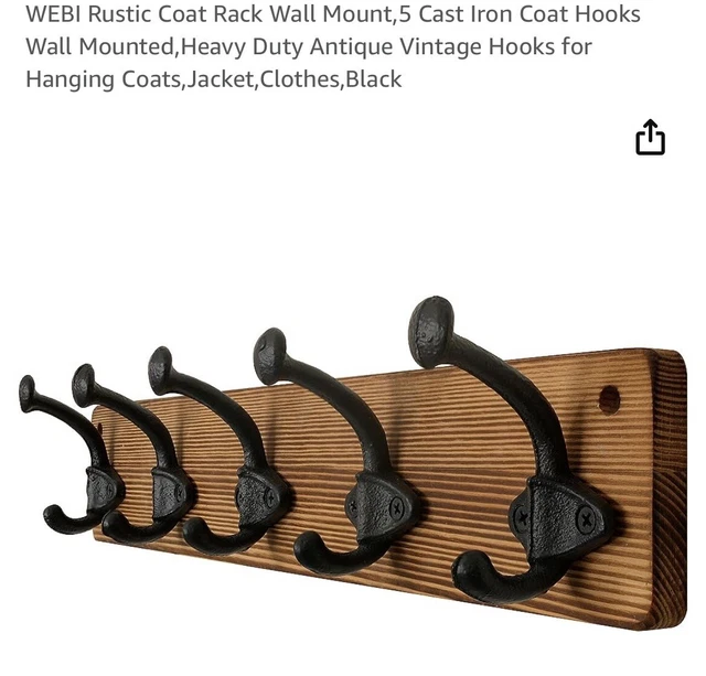 Rustic Coat Two (2)Rack Wall Mount5 Cast Iron Coat Hooks Wall Mountedheavy Duty