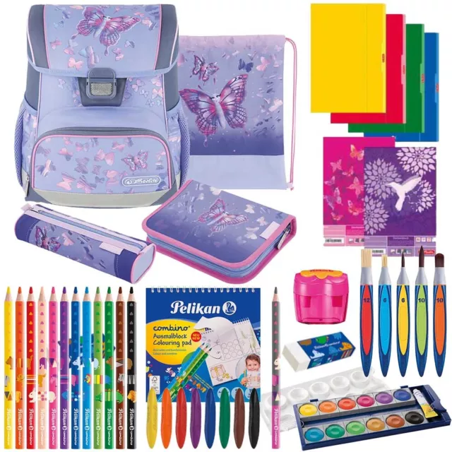 Herlitz Schulranzen Set Loop Plus Butterfly Paradise 14-teilig Mädchen Edition