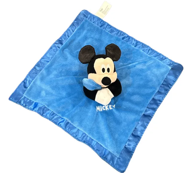 Manta de seguridad Disney Mickey Mouse azul bebé niño sonajero en blanco suave