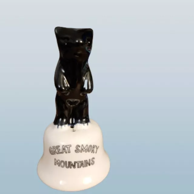 Vintage Black Bear Hand Bell Great Smoky Mountains Souvenir Ceramic