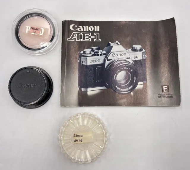 Canon AE-1 Instruction Manuel in English, PLUS 3 Canon Lens Accessories