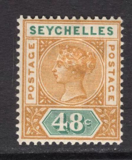 M18924 Seychelles 1890 SG7 - 48c ochre & green