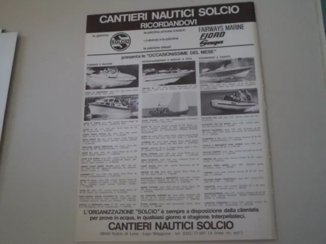 advertising Pubblicità 1977 CANTIERI NAUTICI SOLCIO - SOLCIO DI LESA