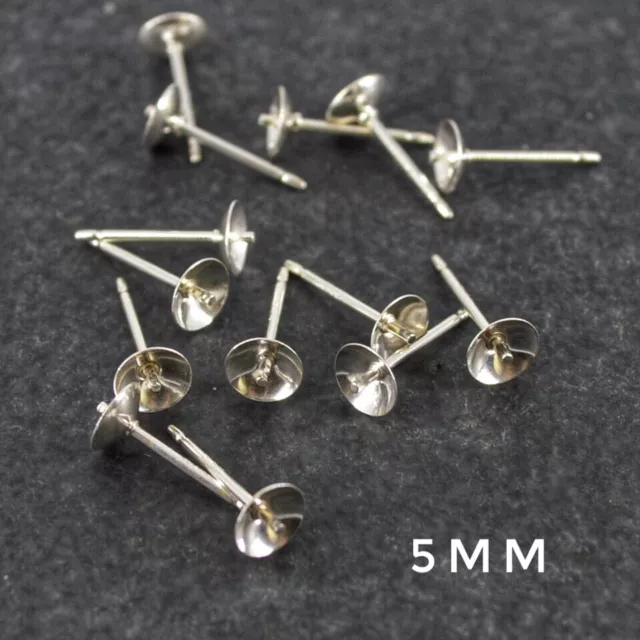 925 Sterling Silver CUP AND PIN earrings - 3mm, 5mm jewellery findings wholesale