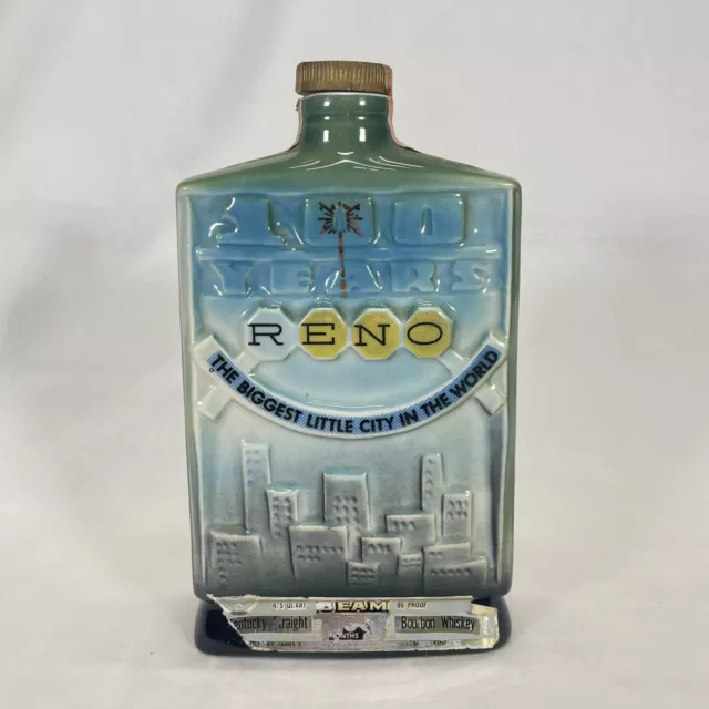 Jim Beam Whiskey 1968 Decanter Reno 100 Years Reno Nevada Ceramic Vintage