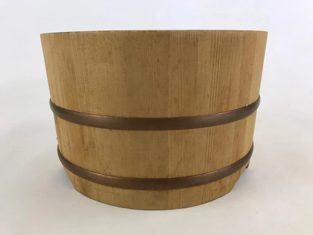 Japanese Handmade Wooden Oke Bucket Vtg Water Rice Pickles Storage BK21 2
