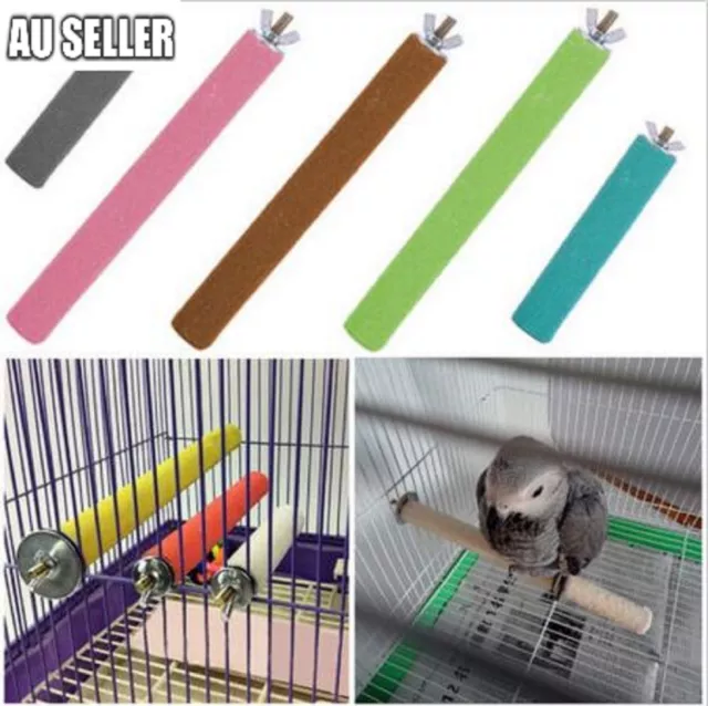 4 Sizes Colorful Pet Bird Cage Perches Stand Platform Chew Toy for Parrot Bites