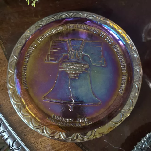 Vintage Indiana Glass 1776-1976 Bicentennial Liberty Bell Commemorative Plate 