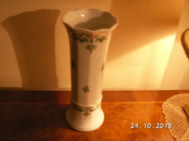 ESCHENBACH PORZELLANVASE WEIß/GRÜN BAVARIA GERMANY RAR