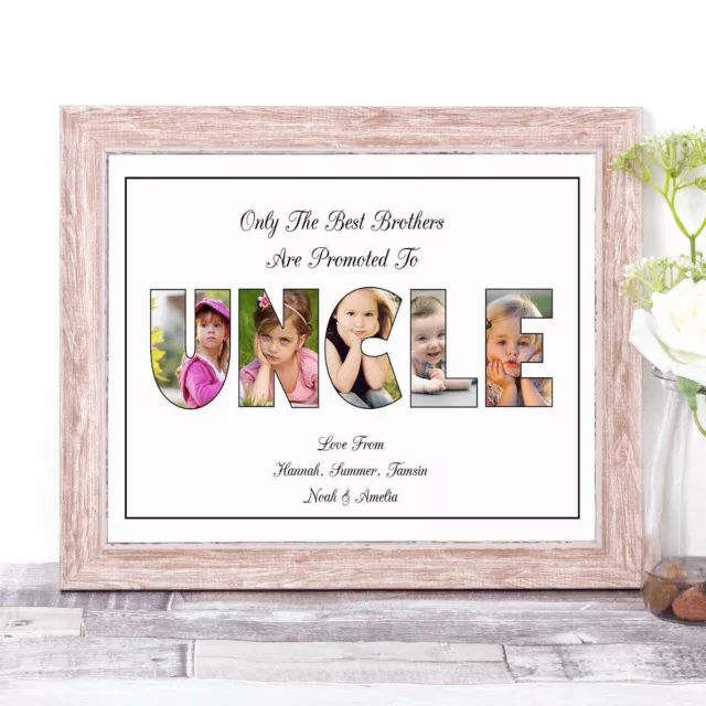 Personalised UNCLE Photo Collage Word Art Print Gift for Father's Day Birthday