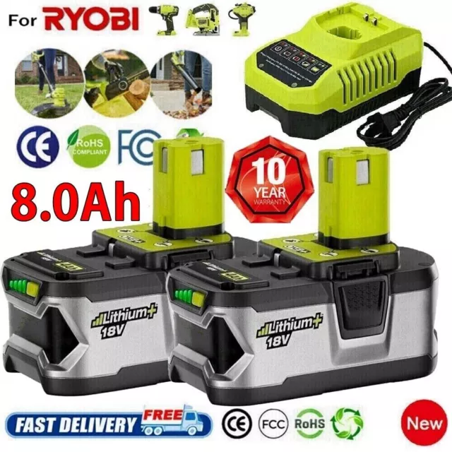 2x 6.0Ah 5.0Ah 4.0Ah Für Ryobi 18V Akku P108 P104 RB1840 RB18L50 P107 &Ladegerät