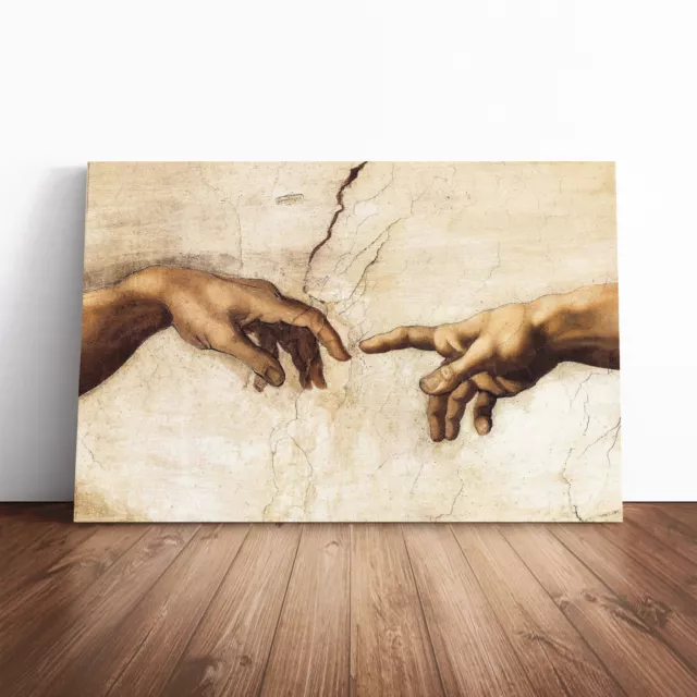 Michelangelo Creation Of Adam Hands Canvas Wall Art Print Framed Picture Decor