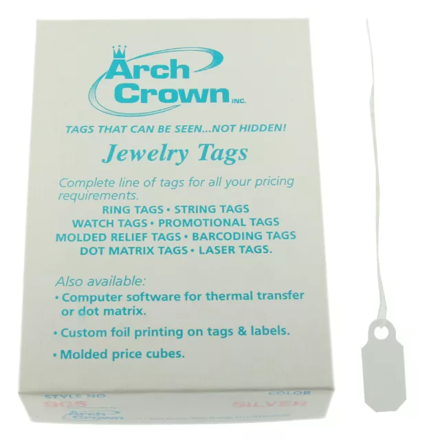 Etiqueta de precio de joyería Arch Crown cuerda cuadrada blanca estilo 1000 piezas
