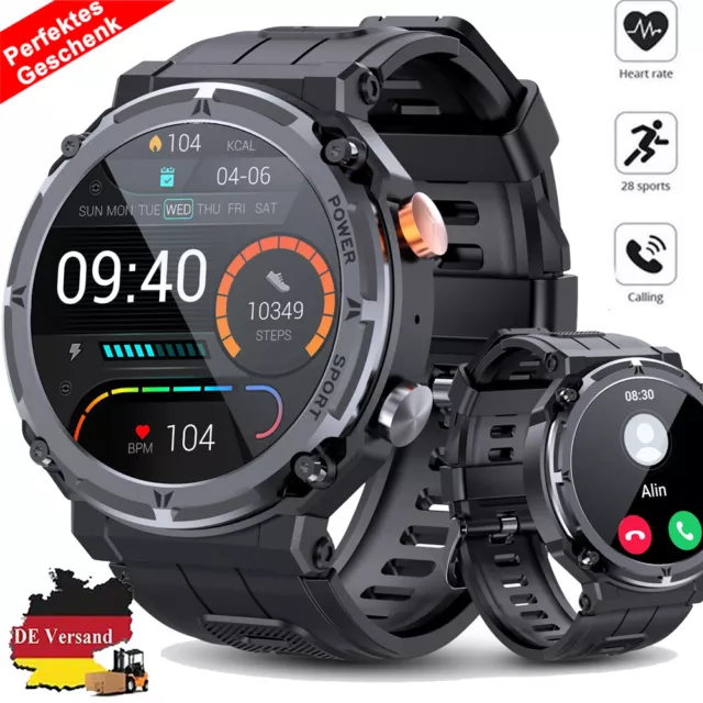 Smartwatch Herren mit Telefonfunktion Fitness Tracker mit Schlafmonitor Pulsuhr