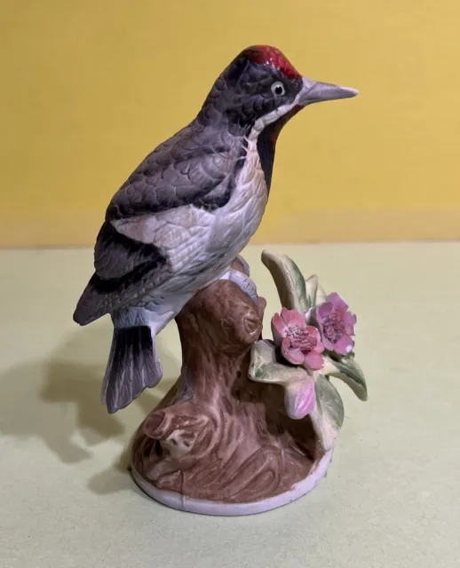 Eda Mann Milano Porcelain Sculpture Woodpecker Bird 5.5" Tall