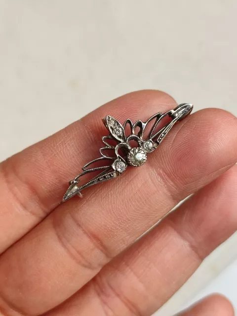 Broche Pendentif En Argent Et Strass, poinçon tête de sanglier.