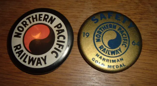 (2) Vintage Northern Pacific Railway Pinback Buttons