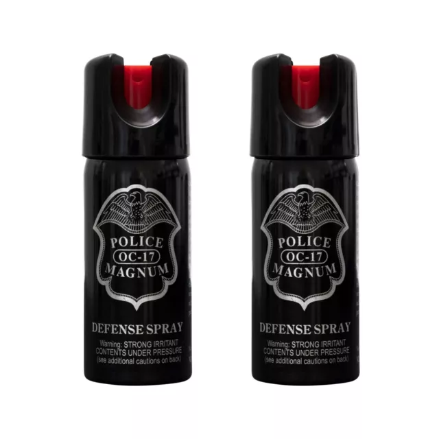 2 PACK Police Magnum pepper spray 2oz Safety Lock Stream Defense Security