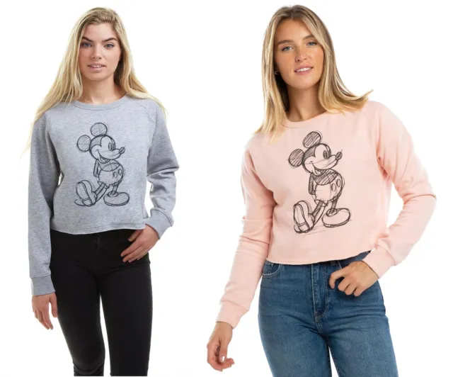 Official Disney Ladies Mickey Mouse Original Circle Est.1928 Sweatshirt Pnk  S-XL