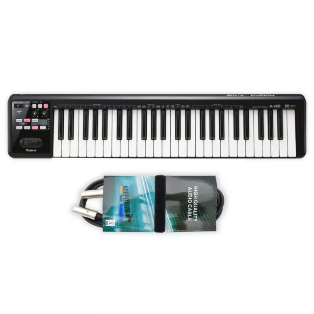 Roland A49 MIDI-Keyboard Schwarz mit MIDI-Kabel