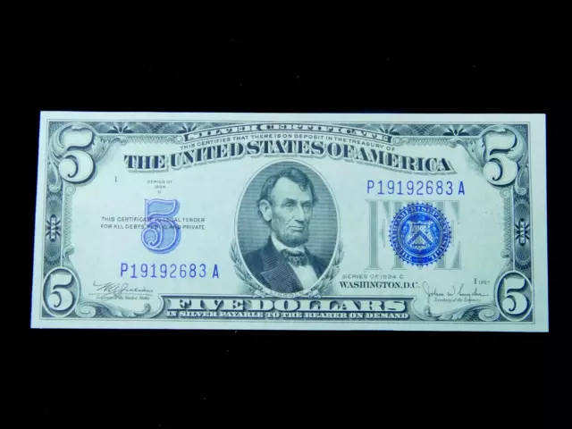 1934C $5 United States Silver Certificate - Blue Seal - UNC