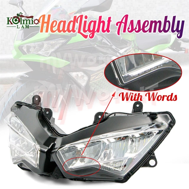 Phares Avant LED Pour Kawasaki Ninja Z1000 2010-2013 - Projecteurs Noirs Haute Luminosité