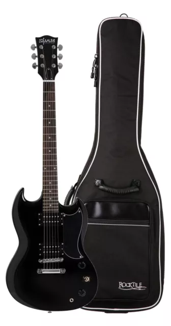 Shaman Element Series DCX-100B Gigbag Set E-Gitarre Double Cut 2 Humbucker Black