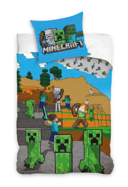 Minecraft Linge de Lit Réversible Set 2 Parties 135 X 200 CM 80 x 80cm