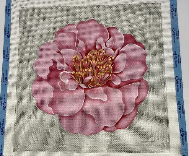 Melissa Shirley Hand Painted Needlepoint Canvas Peony, 13 Ct