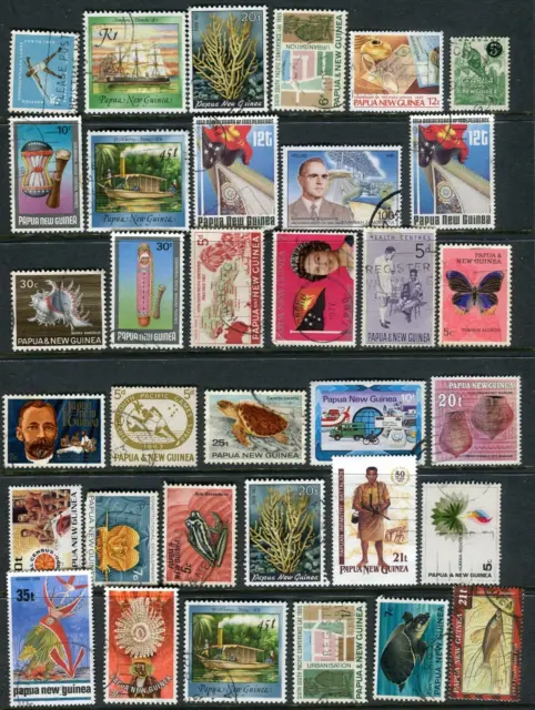 34 Used Papua & New Guinea Stamps 1960-2000