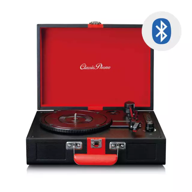 Classic Phono TT-110BKRD - Plattenspieler mit Bluetooth-Empfang - Schwarz/Rot