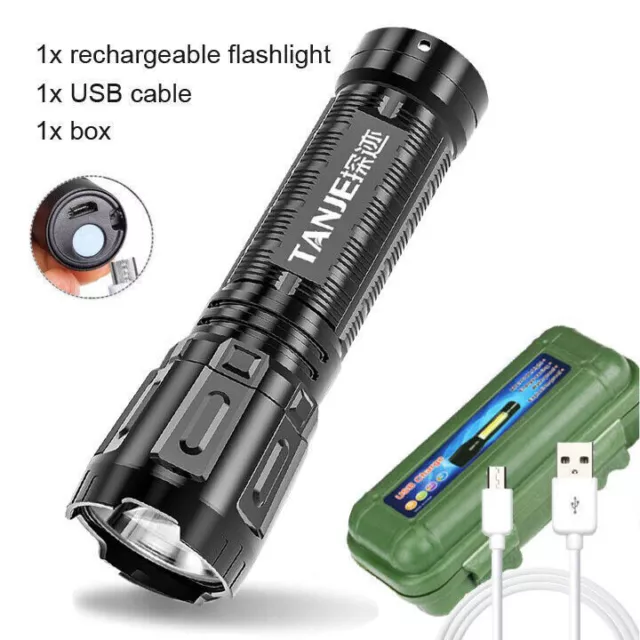 Tragbare Mini LED Taschenlampe USB Wiederaufladbar Super Helle Licht für Camping