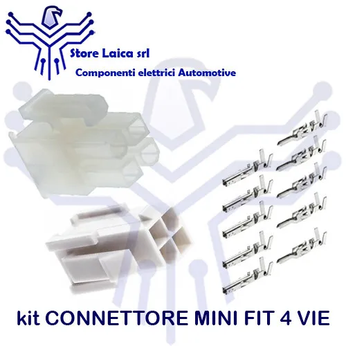 Kit Connettore Molex Mini Fit 4 Vie  Completo M/F Con Terminali  Auto Moto