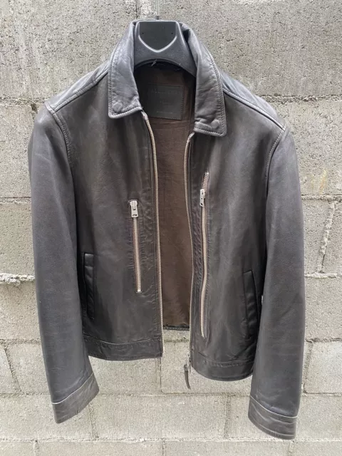 Mens Black Leather ALL SAINTS Palmer Biker Jacket S
