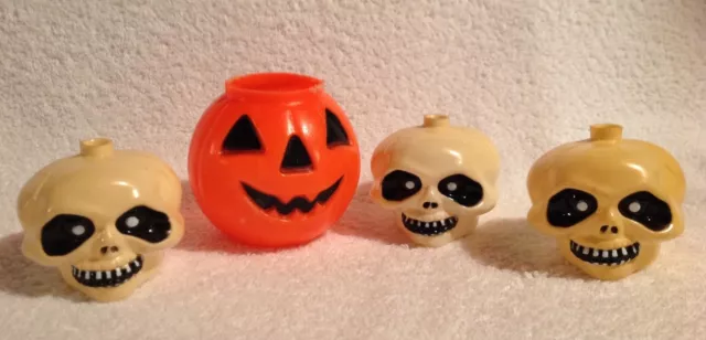 Jack-o’-Lantern,Pumpkin,Skulls,Halloween,Blow mold,Vintage,Skull Light Covers