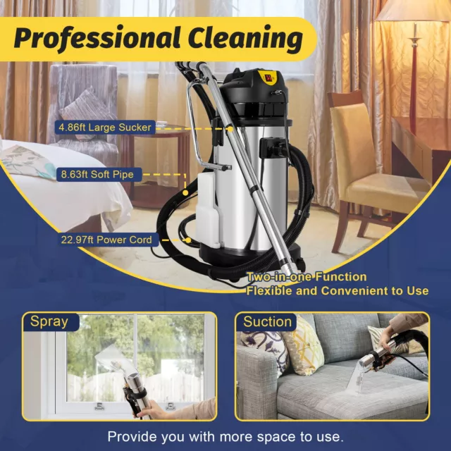 Commercial Cleaning Machine 3in1 Floor Carpet Cleaner Vacuum Extractor HOT 2