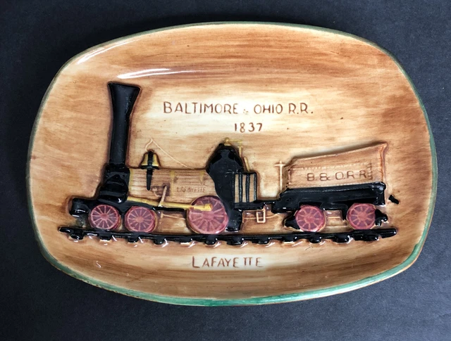 Pennsbury Pottery Train Tray Baltimore & Ohio Railroad Lafayette Wall Plaque