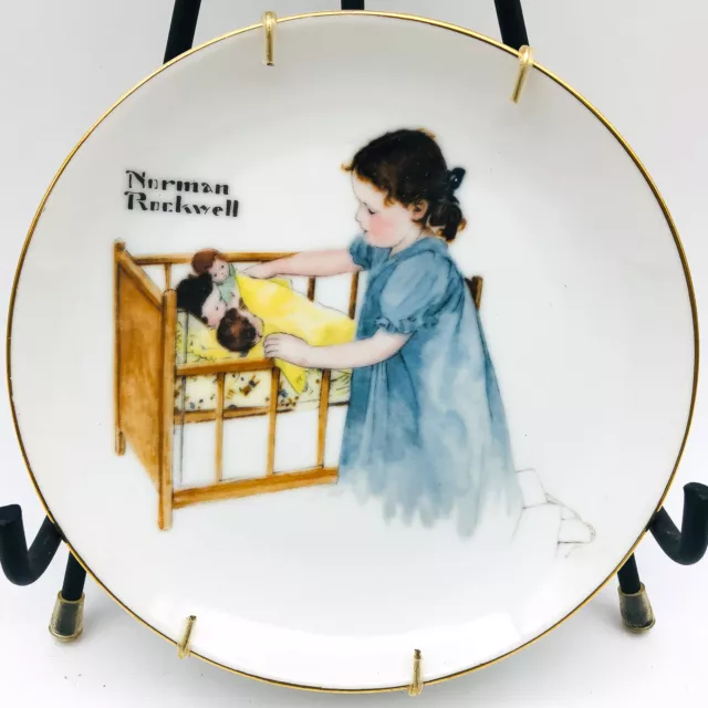 Norman Rockwell Plate 6-3/8" Limited Series Sleep Tight Little Girl Baby Dolls