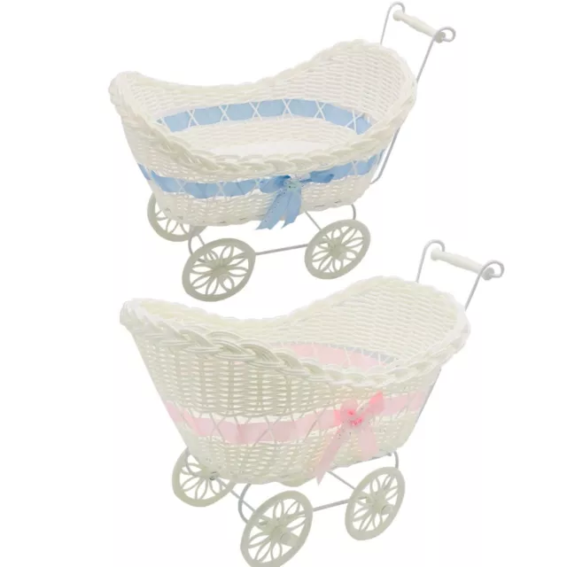 Boy & Girl Baby Shower Gift Pram Basket Wicker Hamper Newborn Christmas Gifts 3