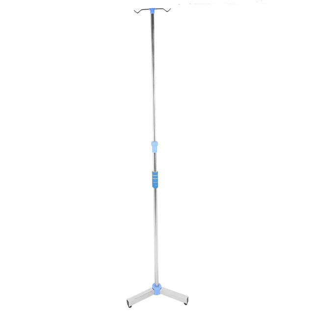 IV Pole Stand Adjustable Stainless Steel IV Bag Stand With 2 Hooks For Hospital.