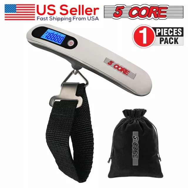 5 Core Portable Travel LCD Digital Hanging Luggage Scale Electronic Weight 110lb