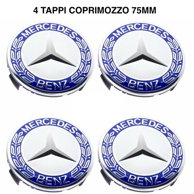 B & C 4 TAPPI COPRIMOZZO 75MM PER MERCEDES BENZ CERCHI LEGA CLASSE A B C E GLE NERO 