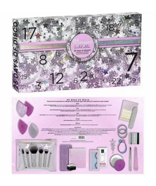 New Real Techniques 25 Days Of Disco Advent Calendar Christmas Beauty Make Up